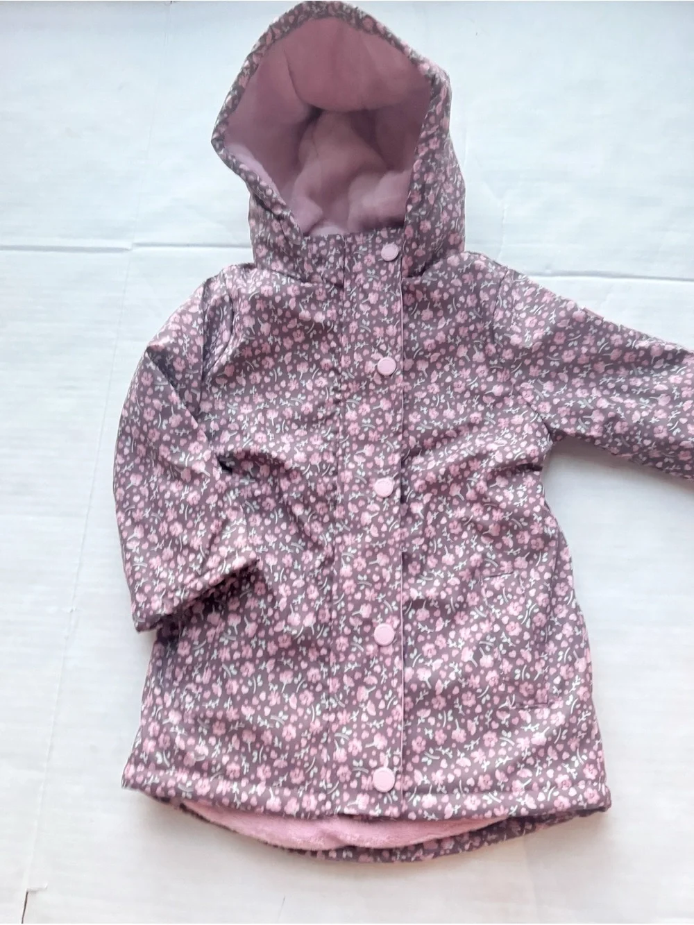 Hunter New Girls  Long Hooded Floral Rain Jacket with Fleece Lining  Size 2T NWT